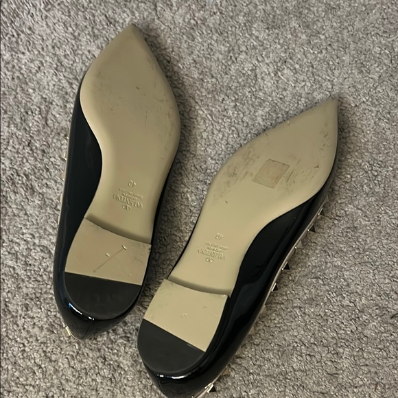 Valentino Black Flats with Pointed Toe and Metallic Studs - Picture 3 of 3